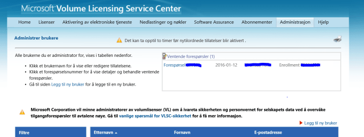 administrere brukere