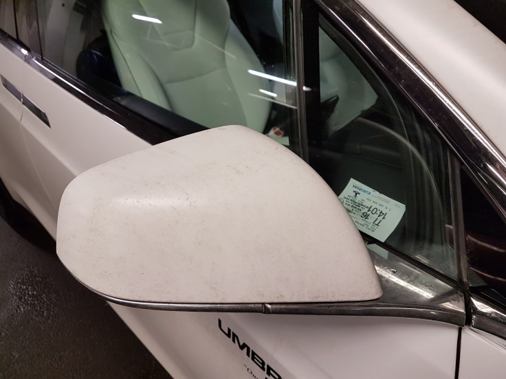 Tesla Model X Right side mirror folded out